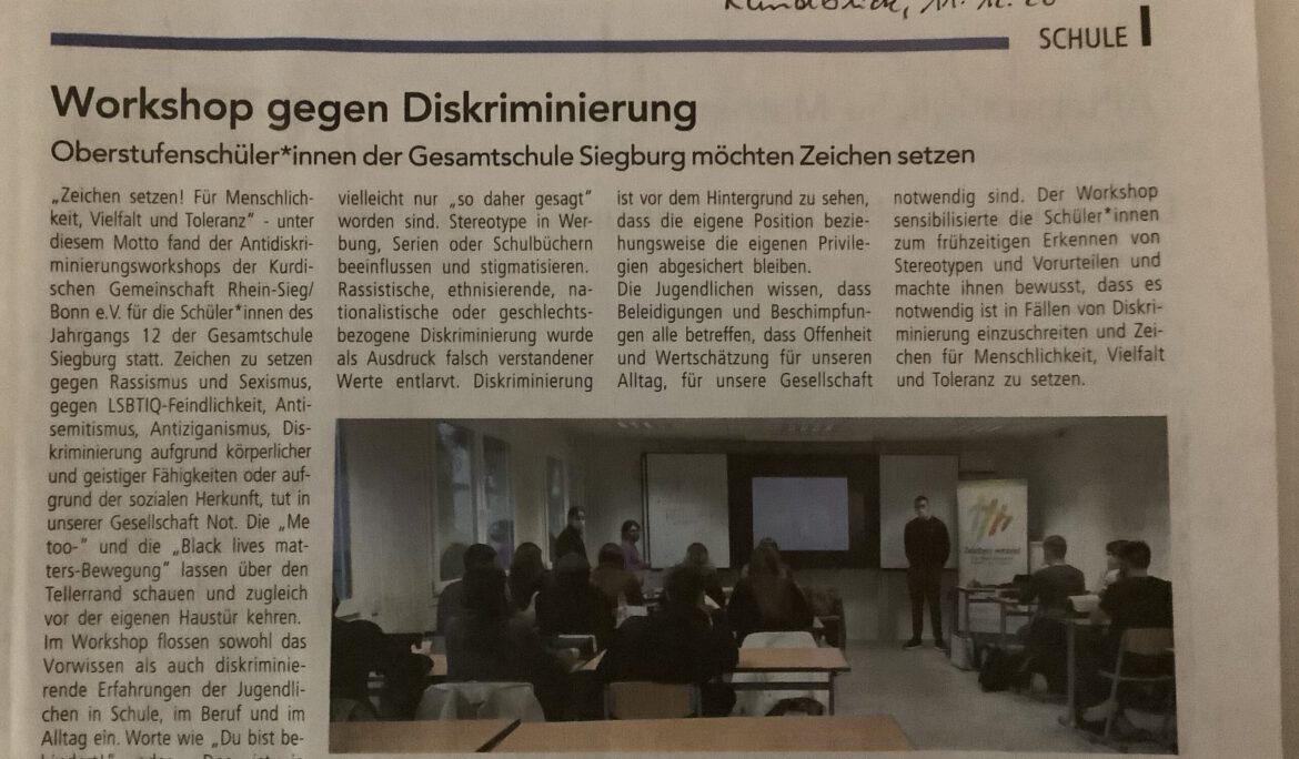 Antidiskriminierungsworkshops an Schulen im Rhein-Sieg-Kreis