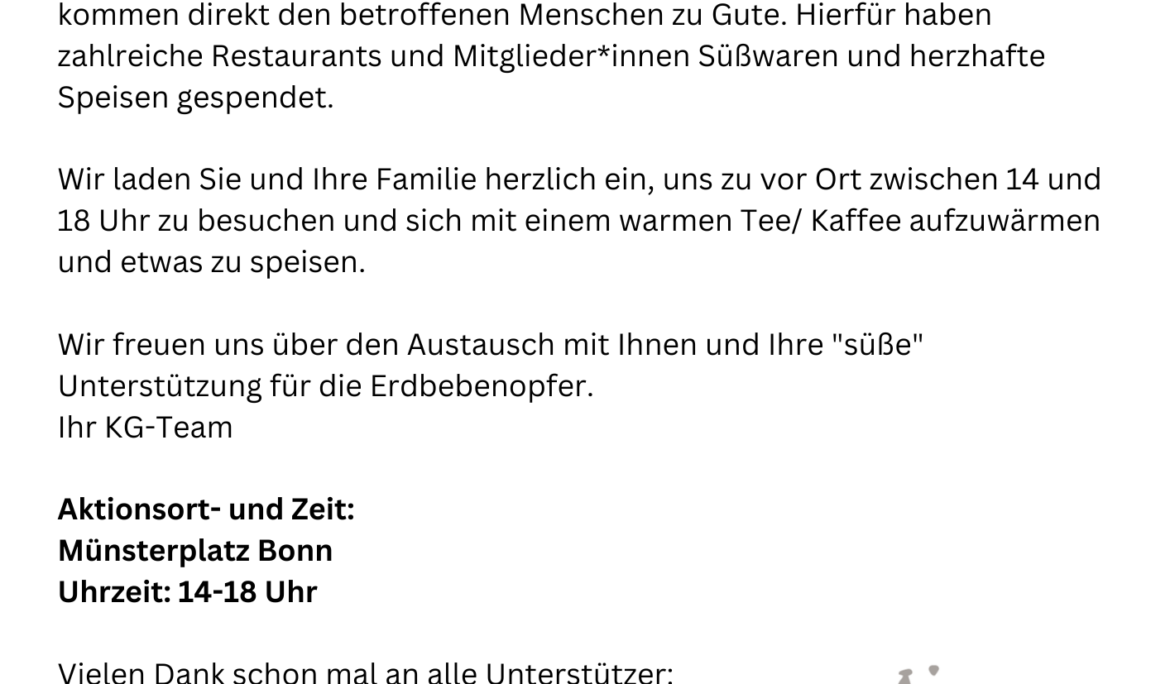 Süße Unterstützung für Erdbebenopfer