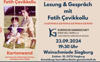 Einladung zu Lesung & Gespräch: „Kartonwand“ von und mit Fatih Çevikkollu