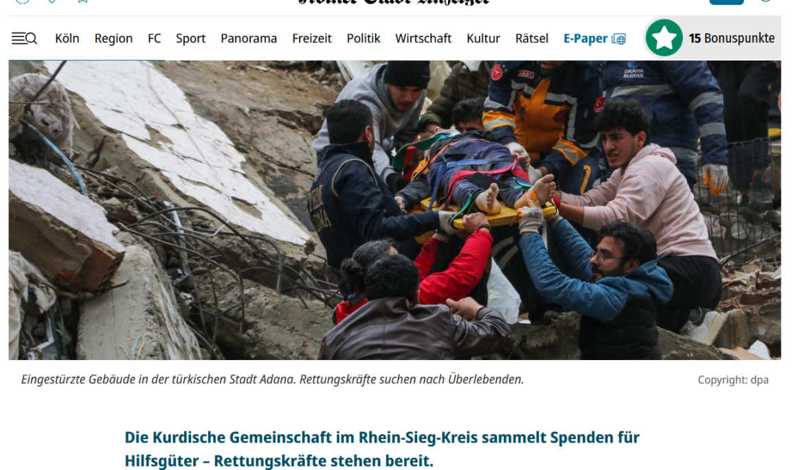 Erdbeben: Kurdische Gemeinschaft sammelt Geld für Hilfsgüter