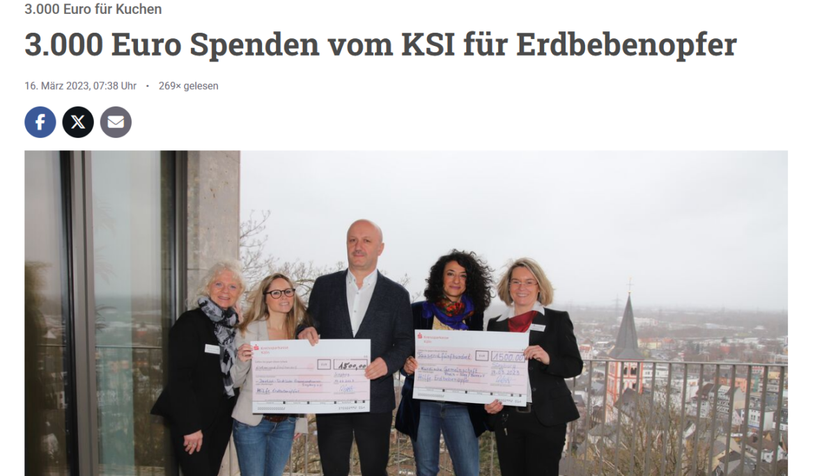 Spendenübergabe vom KSI für Erdbebenopfer